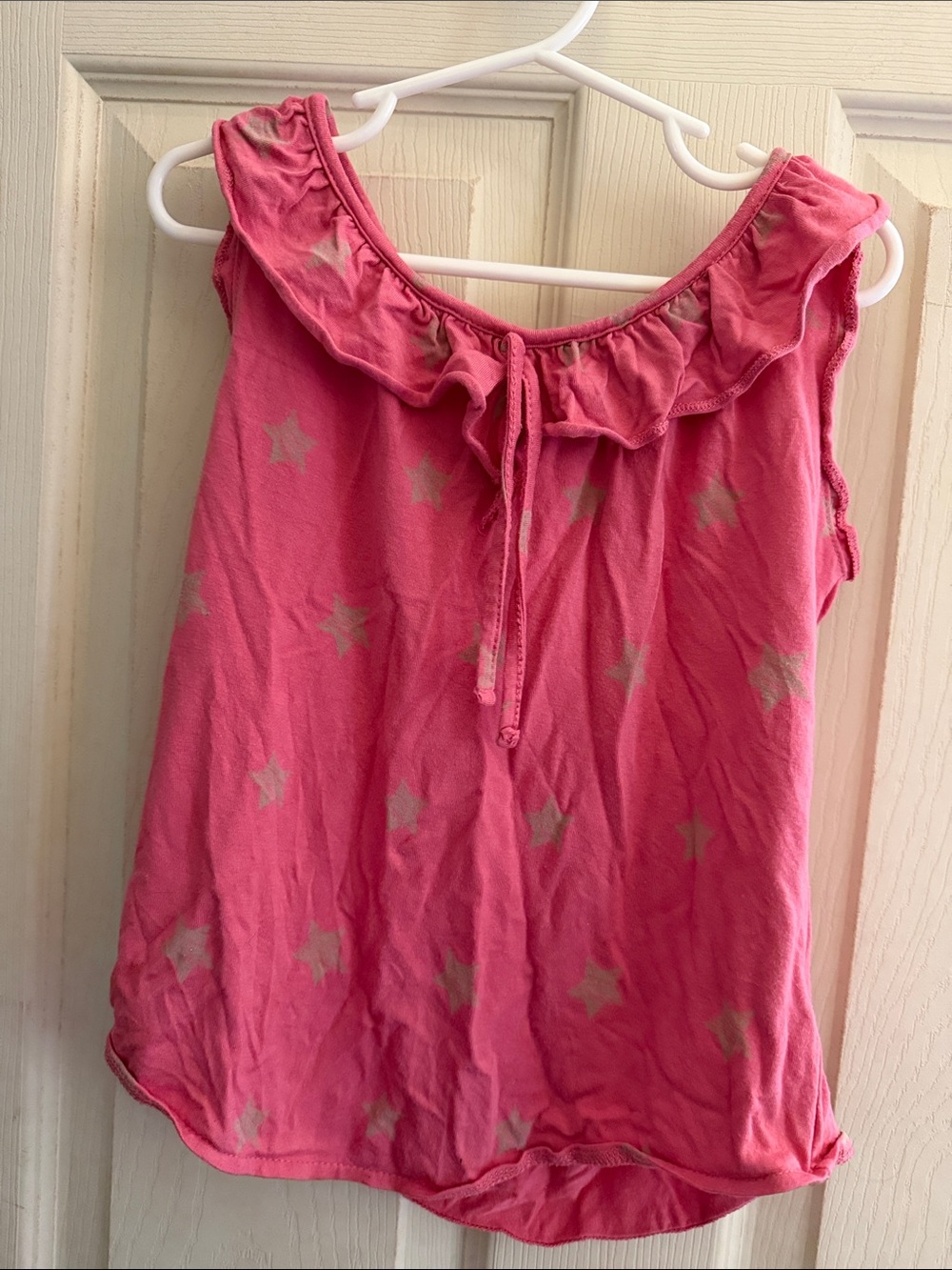 O'Neill Pink Star Print Ruffle Neck Girls Tank Top